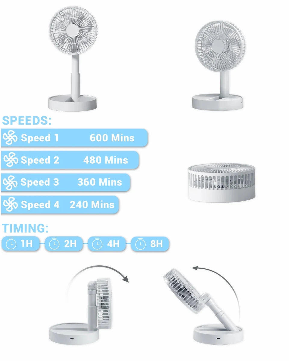 2026 USB Foldable Mini Fan with 4 Speeds & Timer for - Essentials Gadget Love