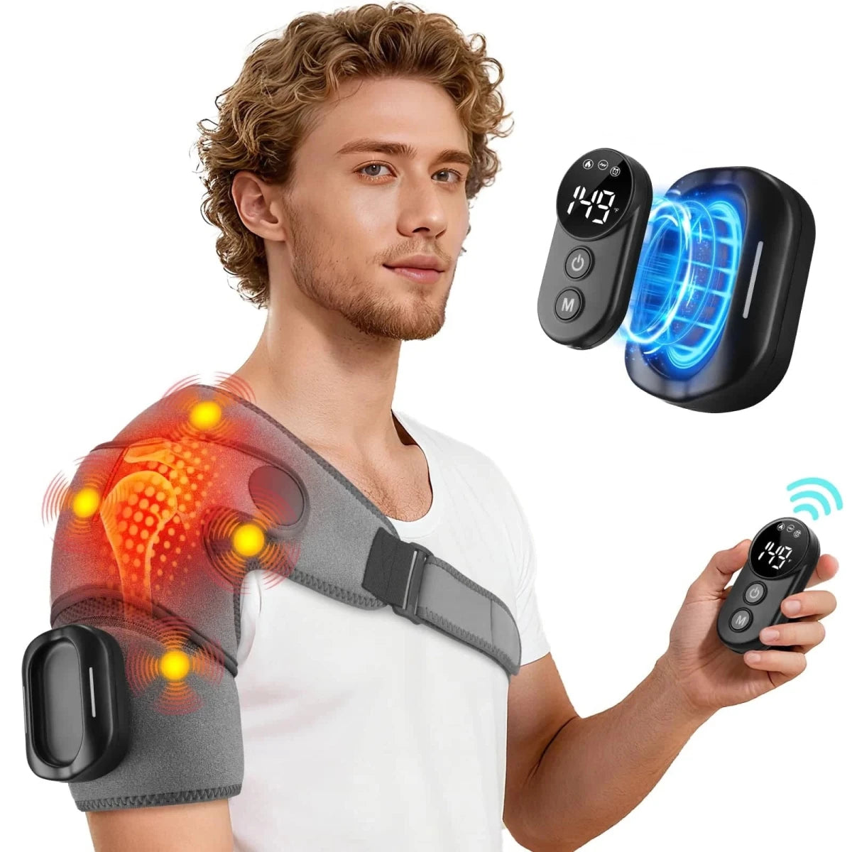Cordless Magnetic Remote Shoulder Massager with Heating - Essentials Gadget Love