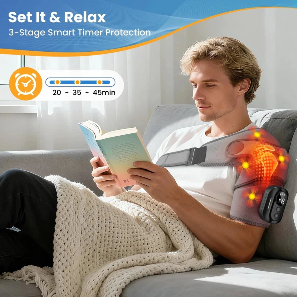 Cordless Magnetic Remote Shoulder Massager with Heating - Essentials Gadget Love