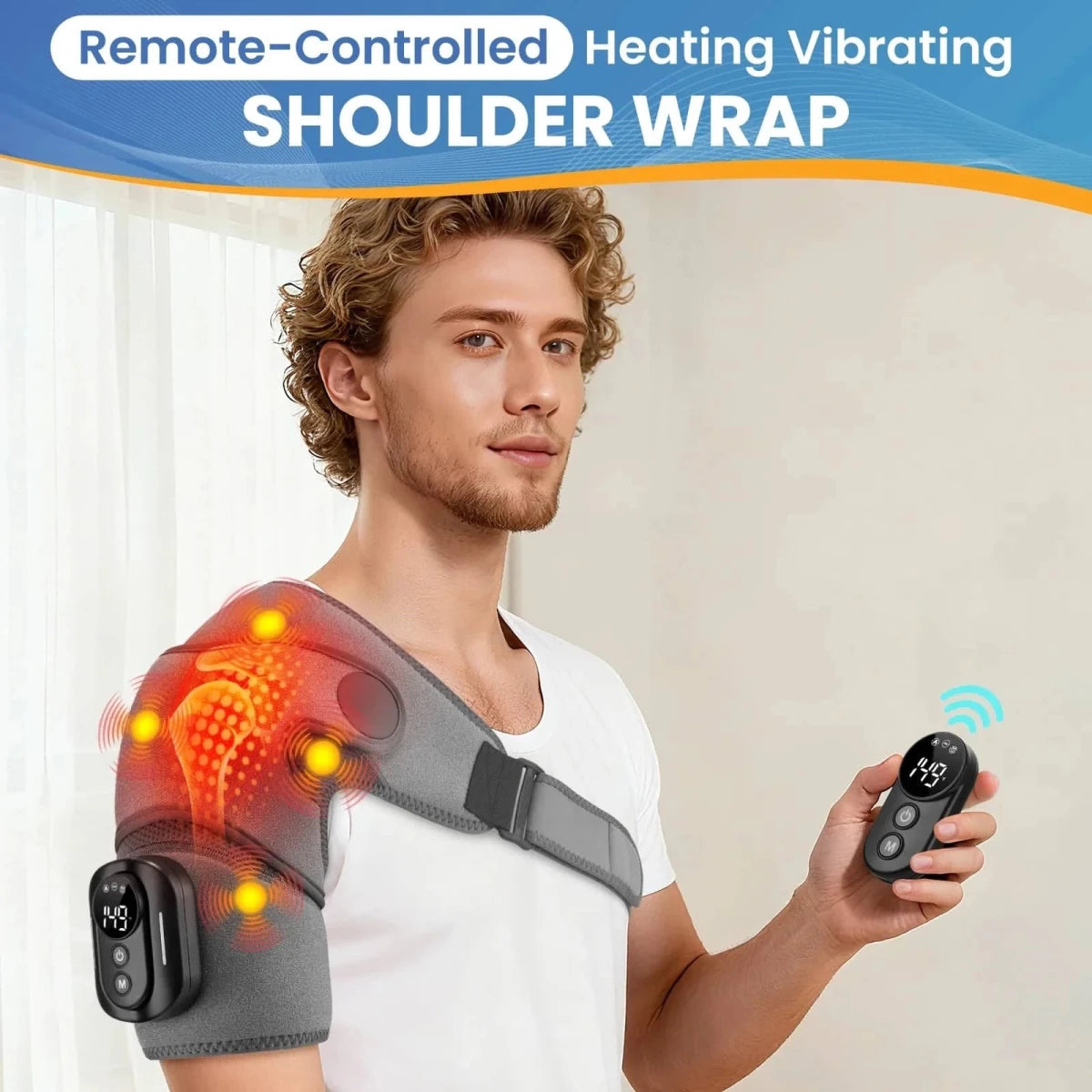 Cordless Magnetic Remote Shoulder Massager with Heating - Essentials Gadget Love
