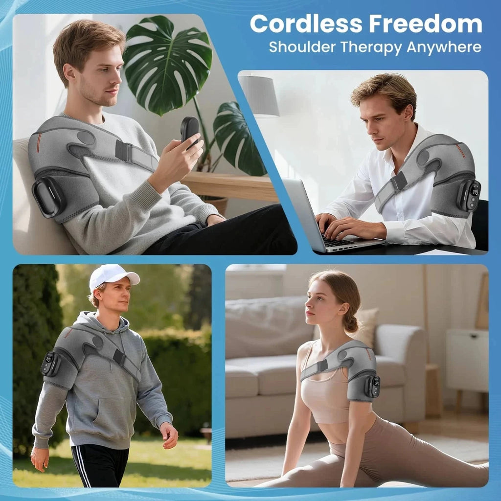 Cordless Magnetic Remote Shoulder Massager with Heating - Essentials Gadget Love