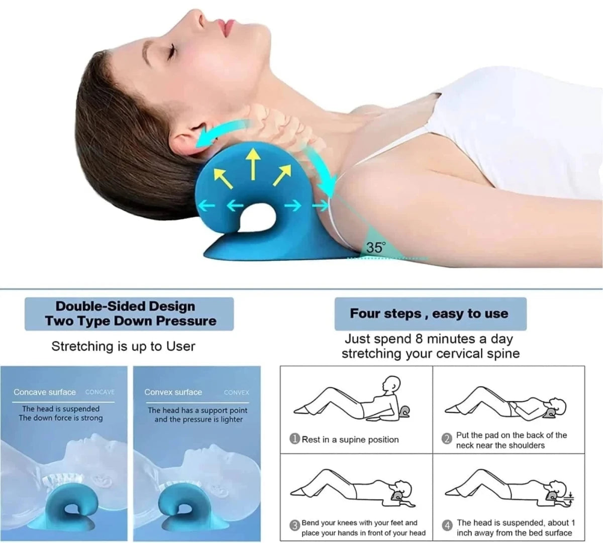 Ergonomic Neck & Shoulder Relaxer Pillow with 15 - Essentials Gadget Love