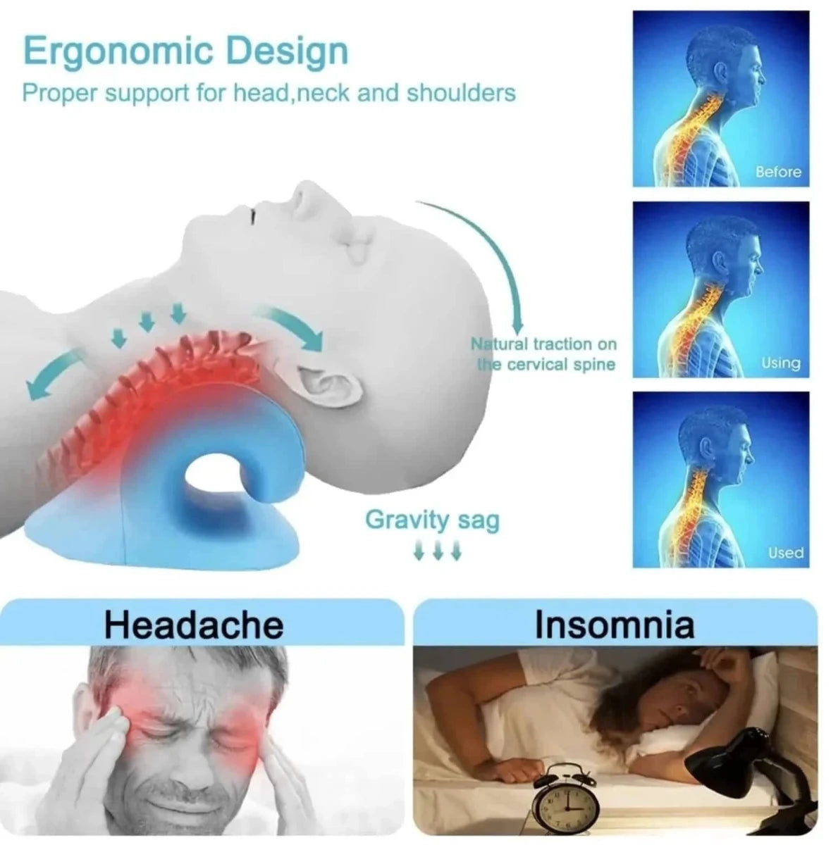 Ergonomic Neck & Shoulder Relaxer Pillow with 15 - Essentials Gadget Love