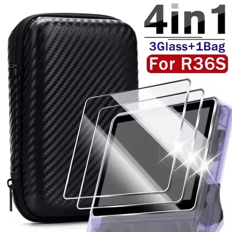Hard PU Carrying Case & Screen Protector for R36S Game - Essentials Gadget Love