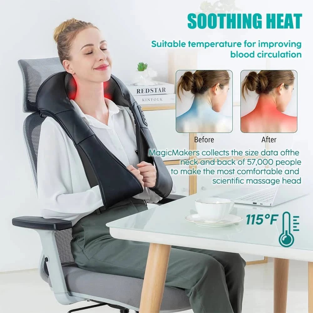 Heated Shiatsu Neck & Shoulder Massager with Deep - Essentials Gadget Love