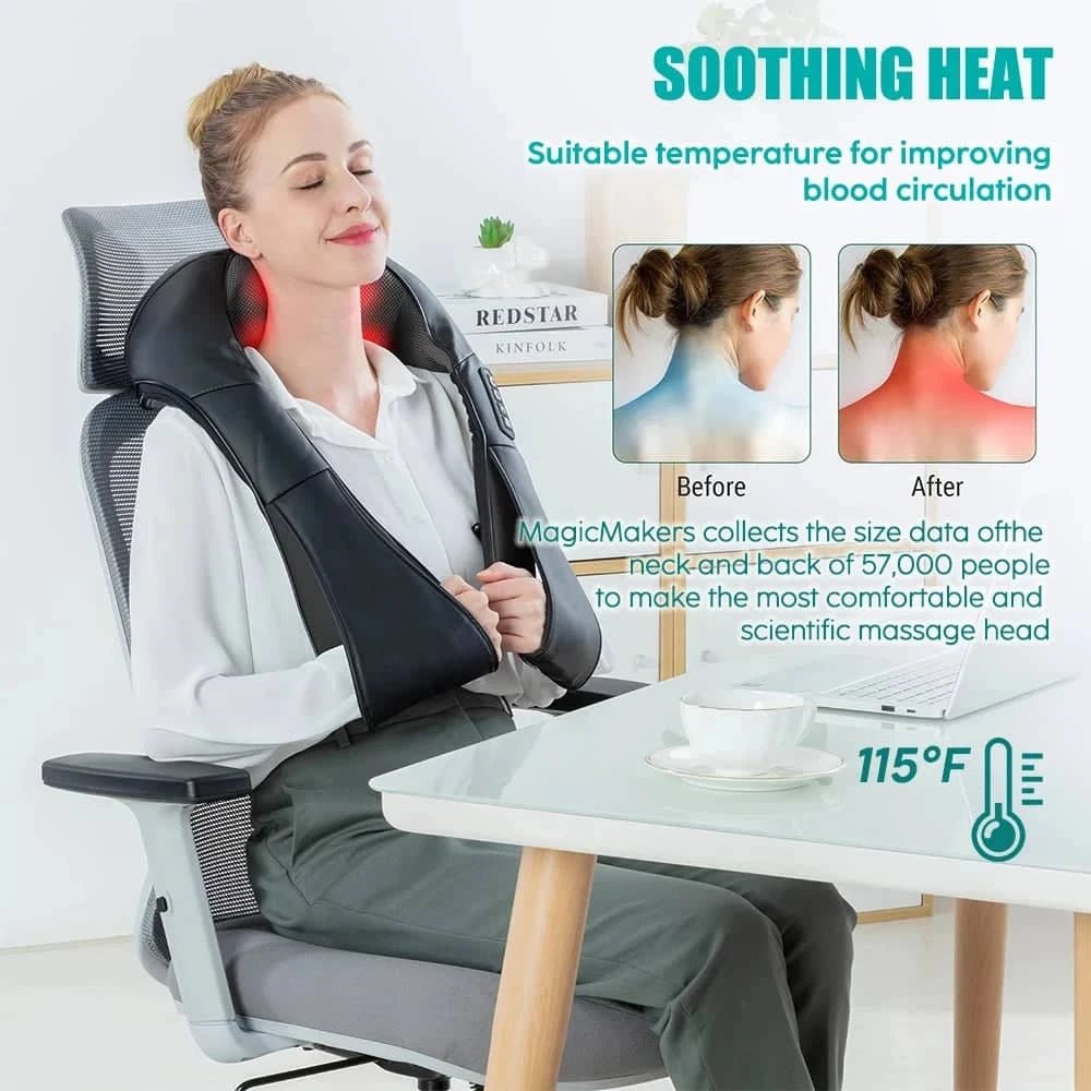 Heated Shiatsu Neck & Shoulder Massager with Deep - Essentials Gadget Love