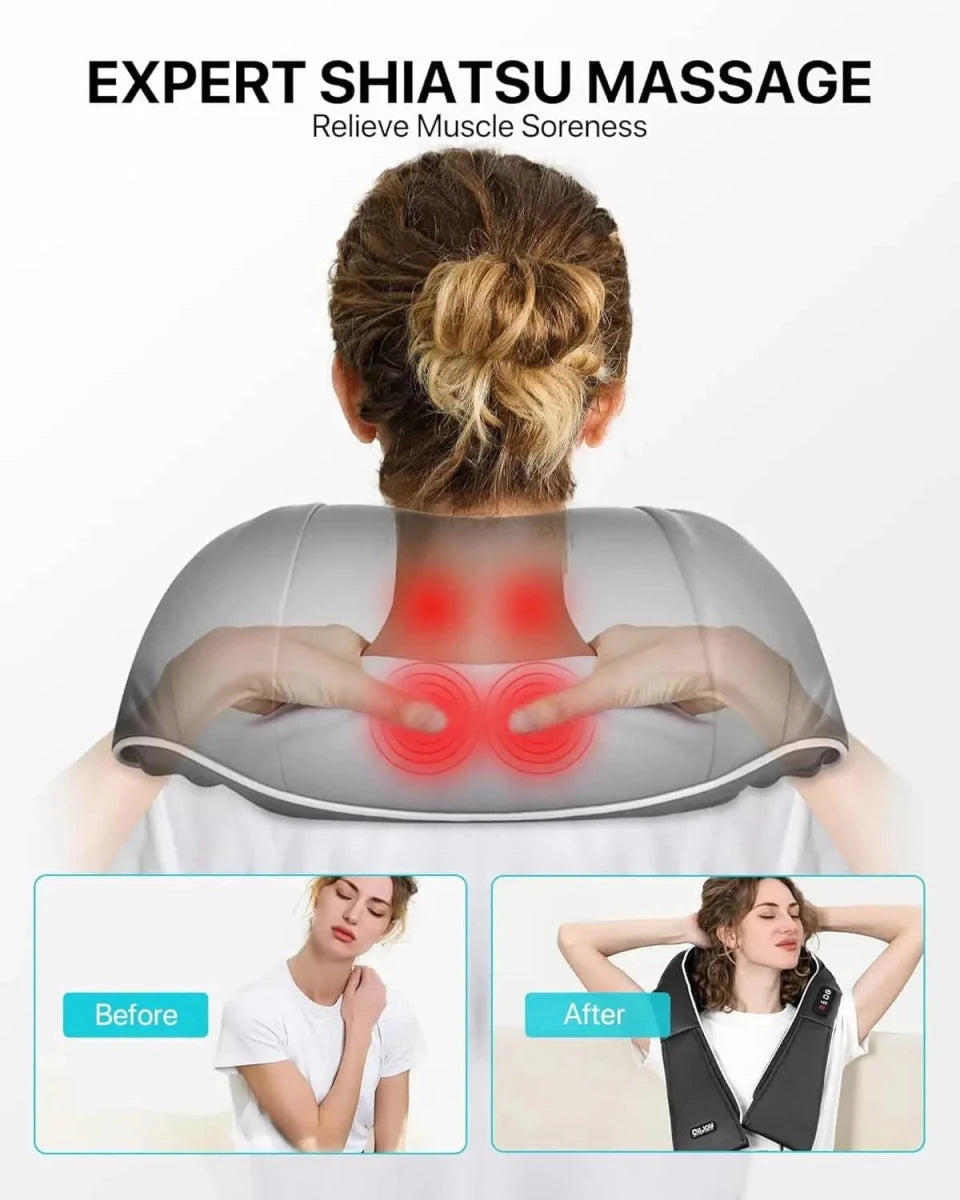 Heated Shiatsu Neck & Shoulder Massager with Deep - Essentials Gadget Love