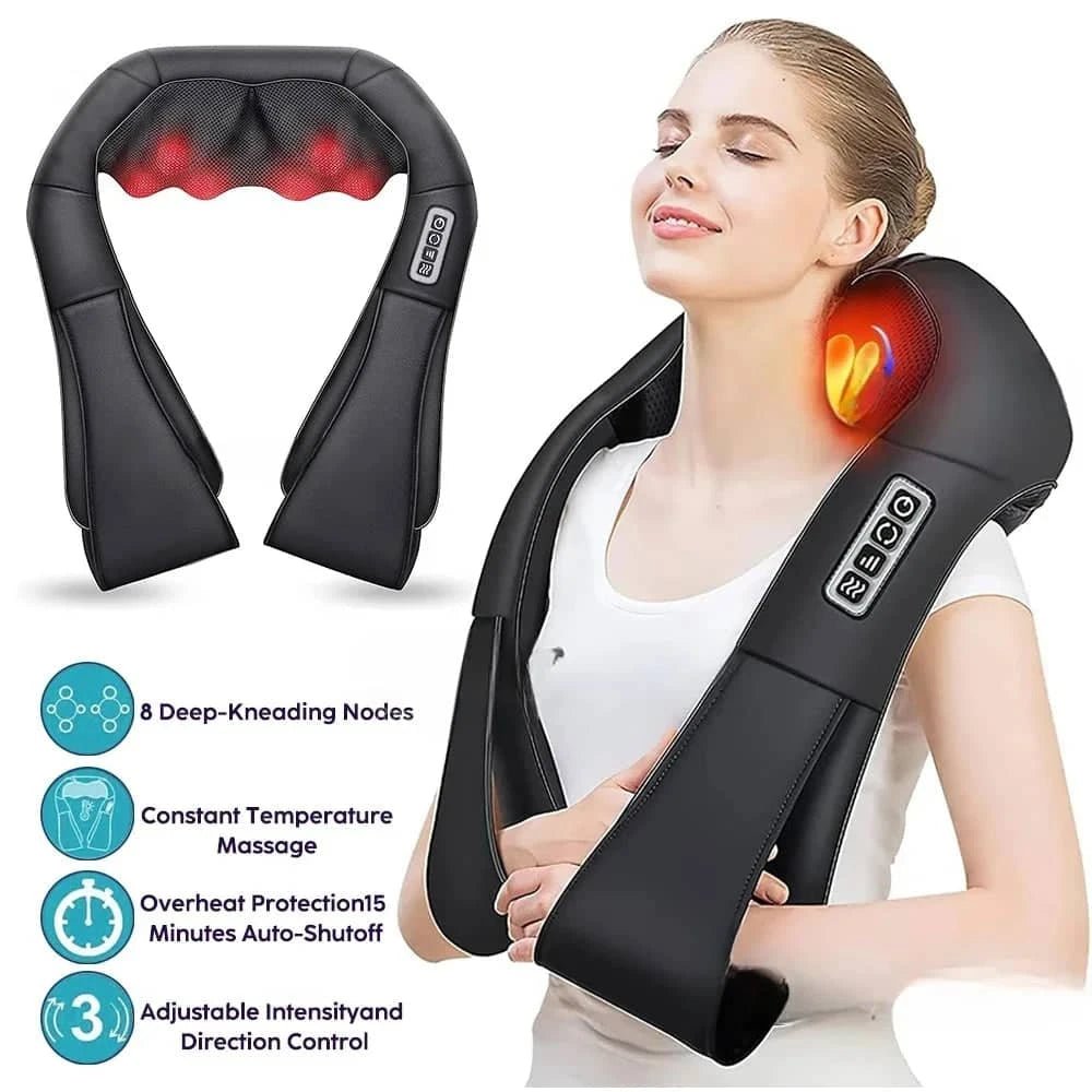 Heated Shiatsu Neck & Shoulder Massager with Deep - Essentials Gadget Love