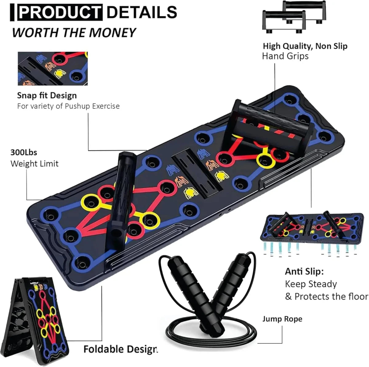 Portable Foldable Push Up Board Multifunction Workout - Essentials Gadget Love