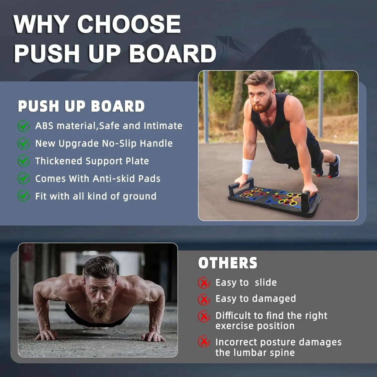 Portable Foldable Push Up Board Multifunction Workout - Essentials Gadget Love
