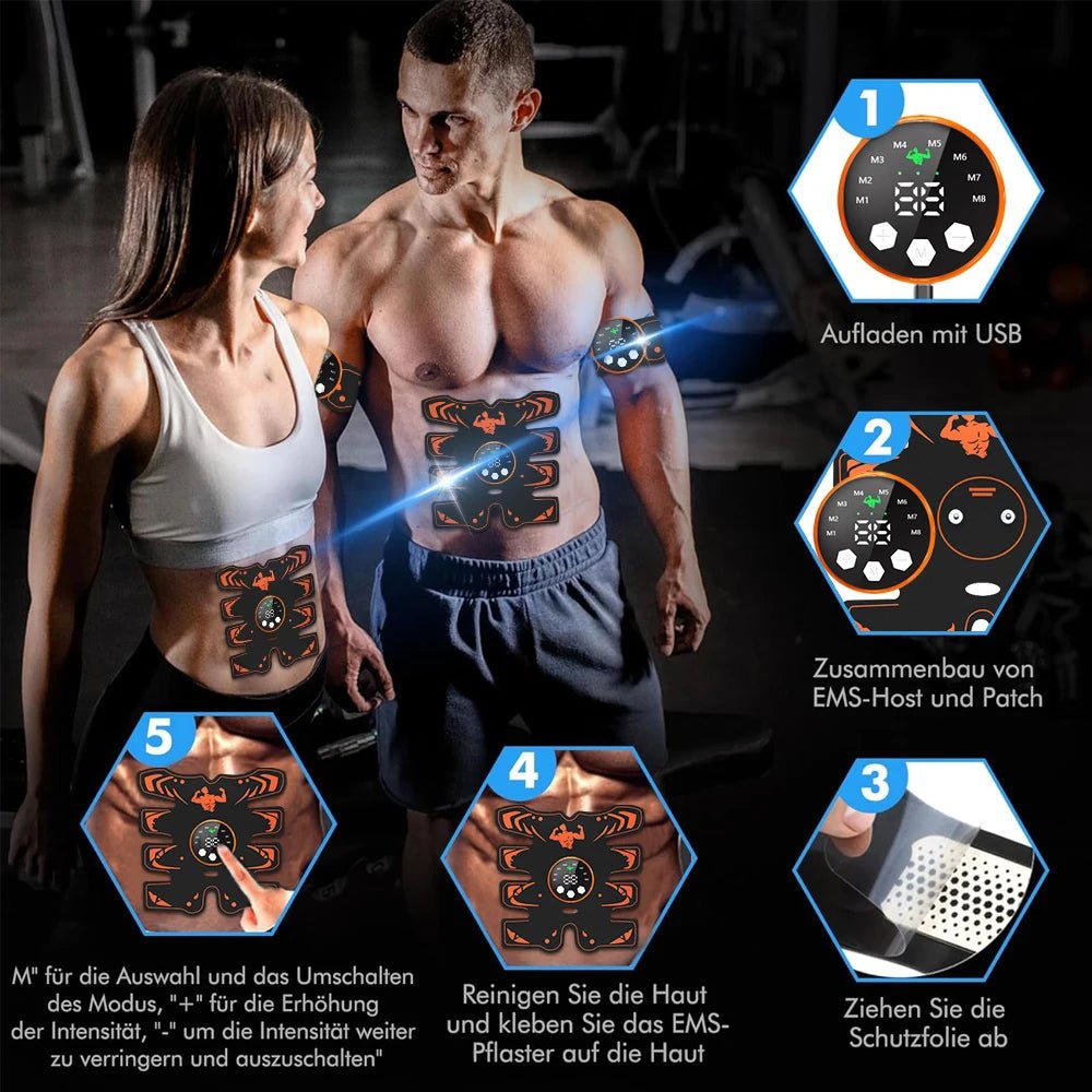 Rechargeable EMS Abdominal Trainer for Muscle Toning & - Essentials Gadget Love