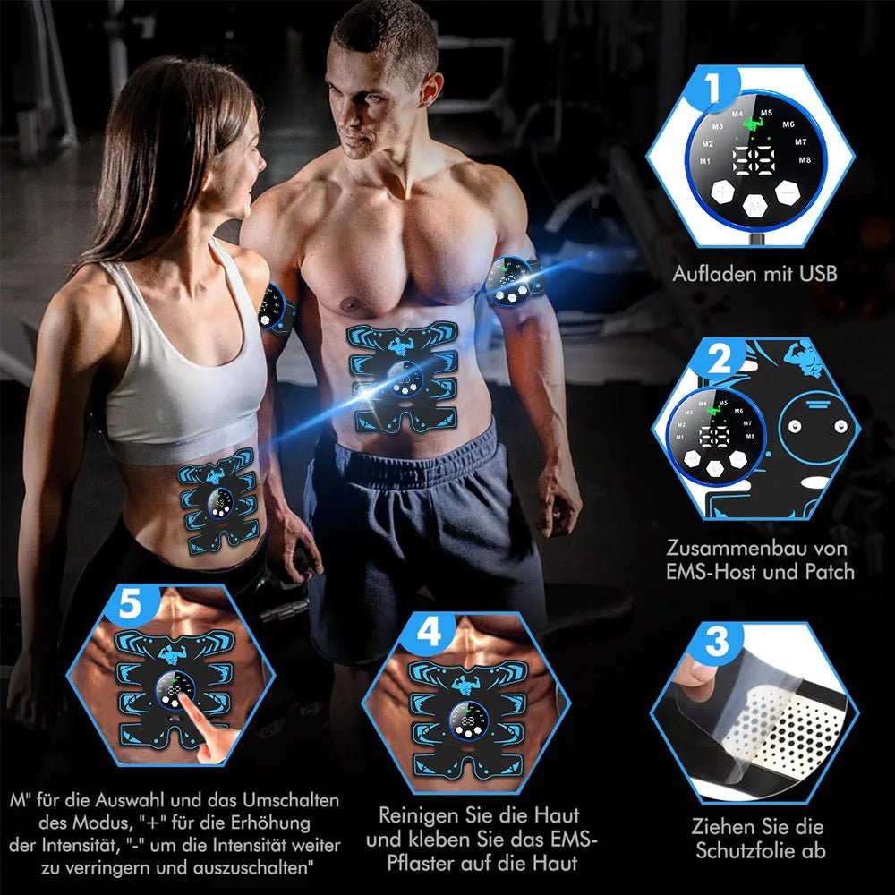 Rechargeable EMS Abdominal Trainer for Muscle Toning & - Essentials Gadget Love
