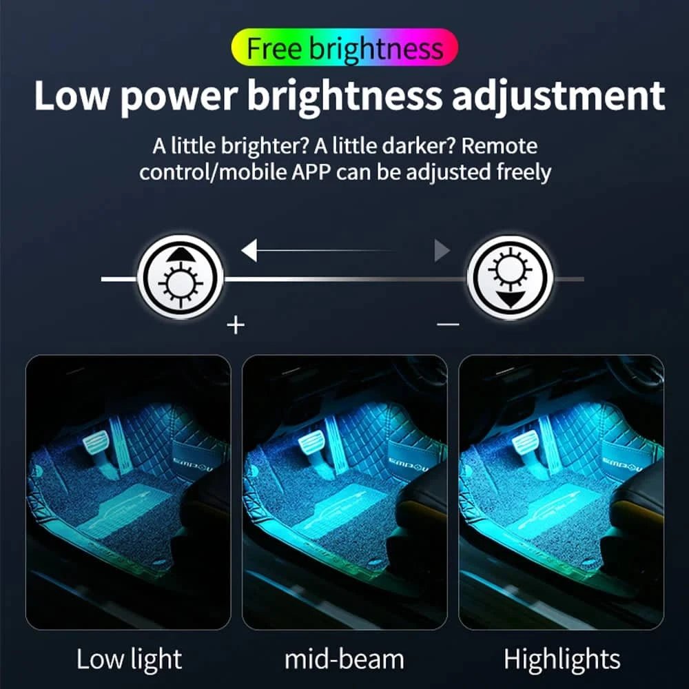 RGB LED Car Interior Ambient Foot Strip Lighting Kit - Essentials Gadget Love