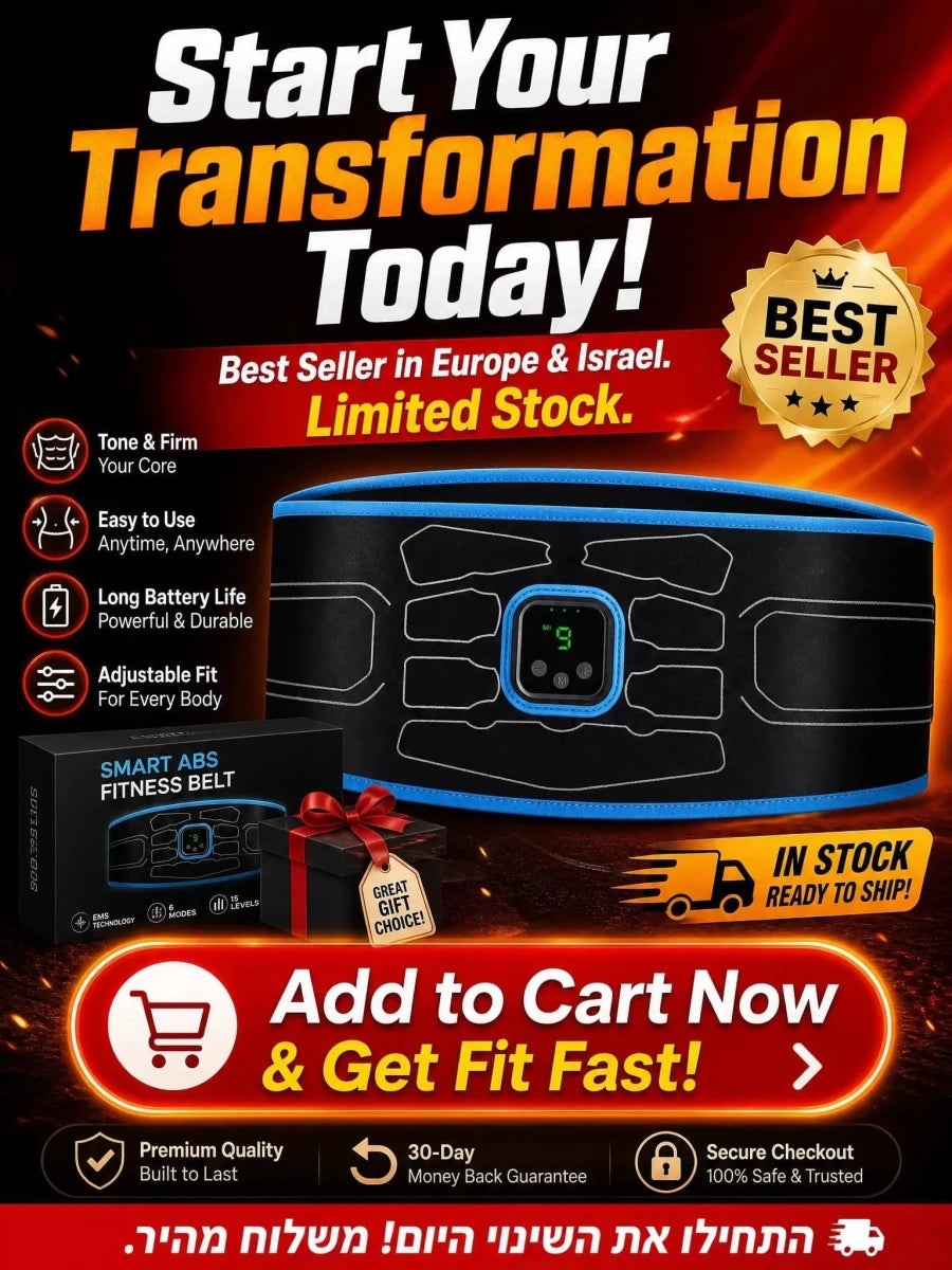 Smart EMS Abdominal Muscle Trainer Belt with 9 - Essentials Gadget Love