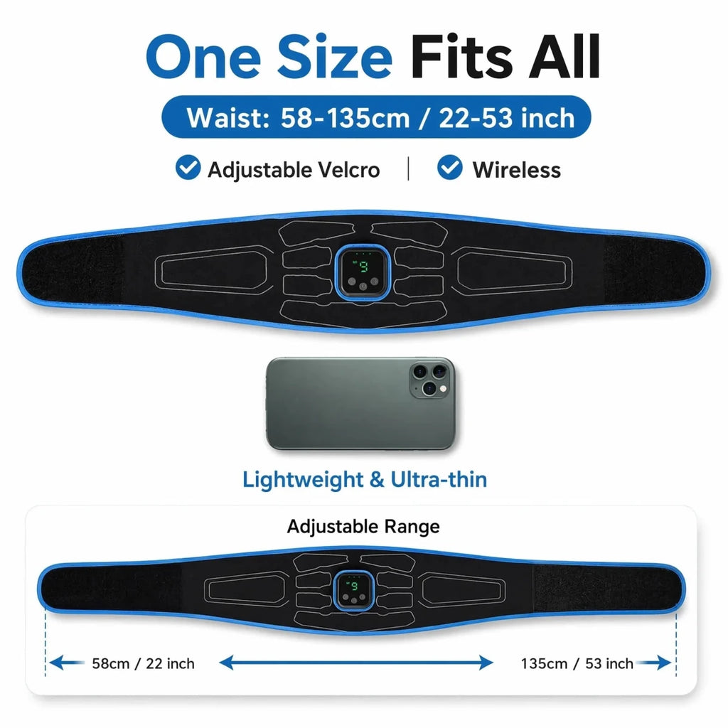 Smart EMS Abdominal Muscle Trainer Belt with 9 - Essentials Gadget Love