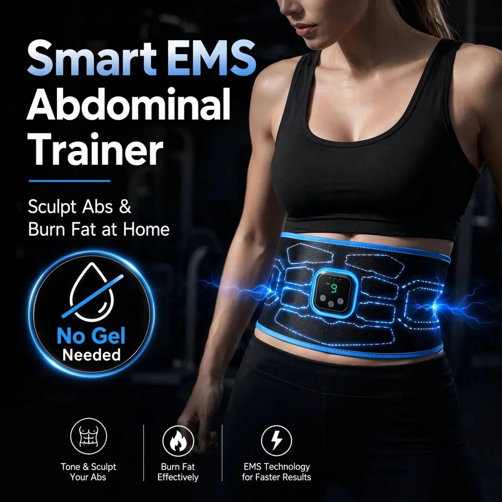 Smart EMS Abdominal Muscle Trainer Belt with 9 - Essentials Gadget Love
