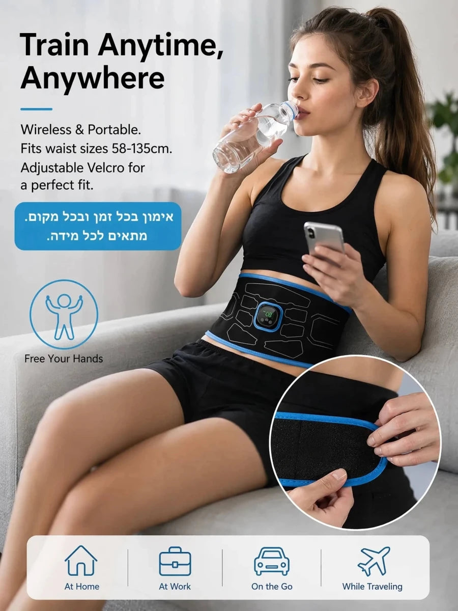 Smart EMS Abdominal Muscle Trainer Belt with 9 - Essentials Gadget Love
