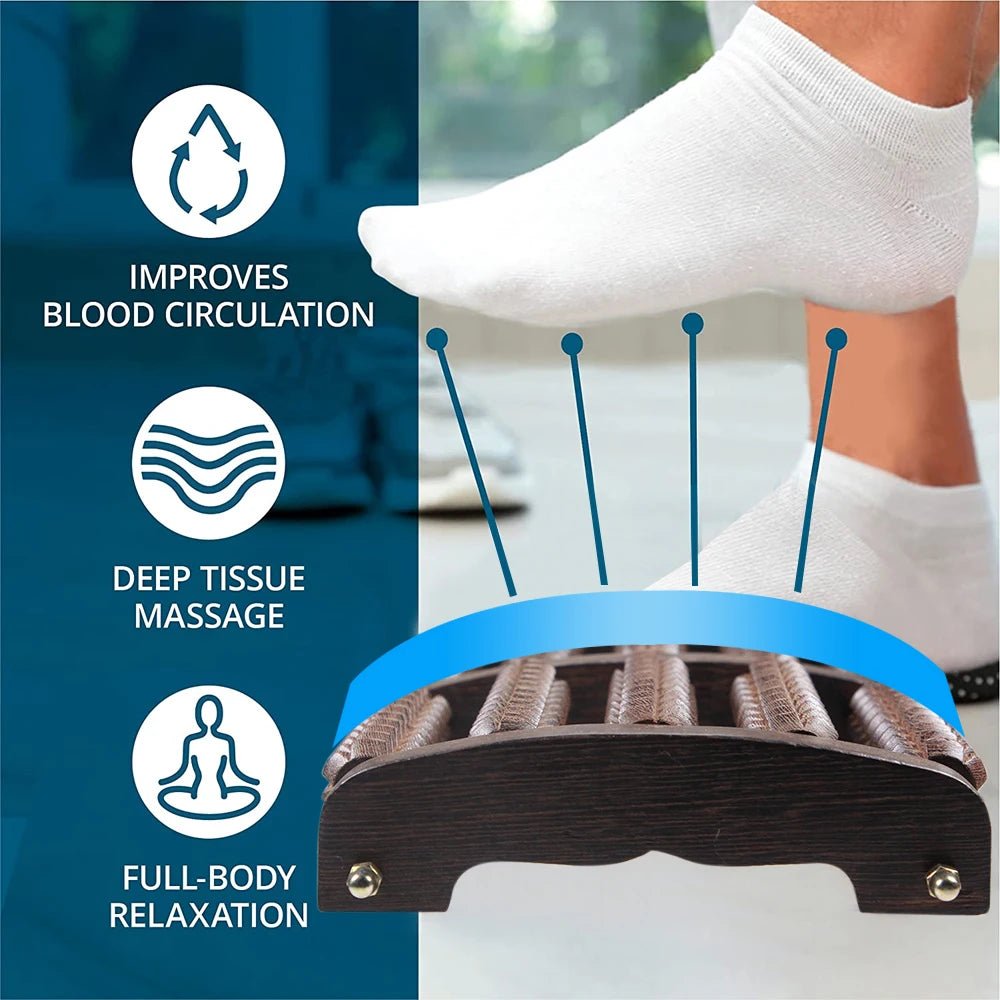 Wooden Foot Massager Roller for Plantar Fasciitis Pain - Essentials Gadget Love